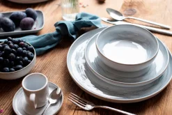 Kaffeeservice, Steinzeug TIEFER SEE Grau / Weiß