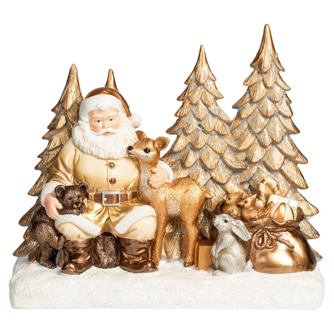 LED-Dekofigur „Santa mit den Tieren“