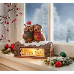 LED-Dekofigur „Wintereulen“