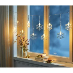 LED-Lichtervorhang „Schneeflocken“, 95 cm