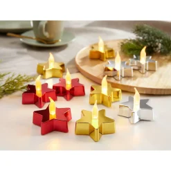 LED-Teelichter „Stern“, 4 Stück silberfarben