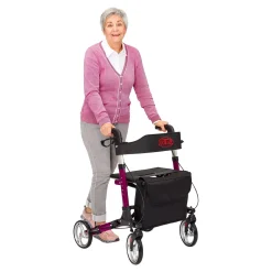 Leichtgewicht-Rollator Premium, Aluminium, mit Rückengurt und Tasche - AT51006 lila