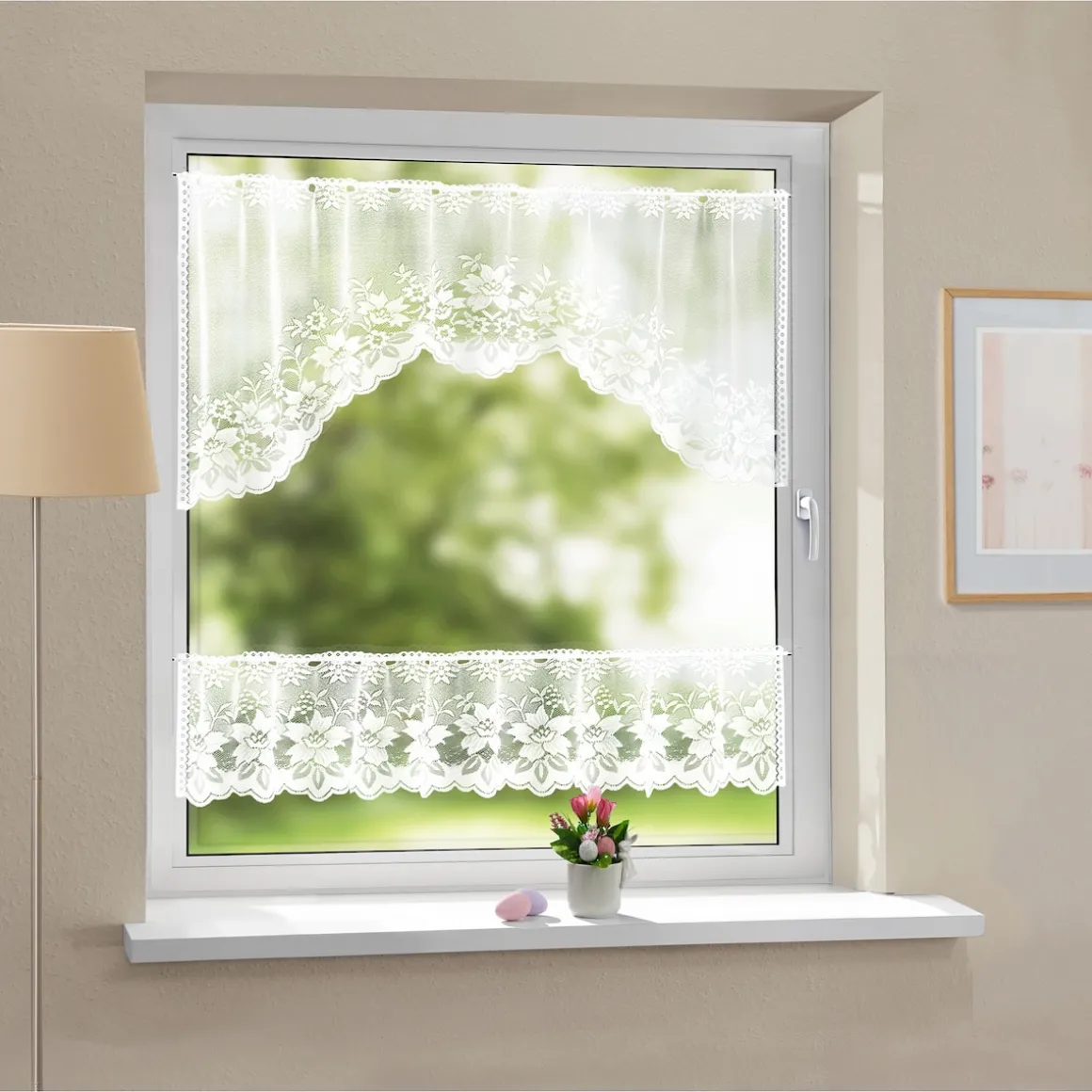 M-Bogen-Gardine „Blütentraum“, 2-teilig