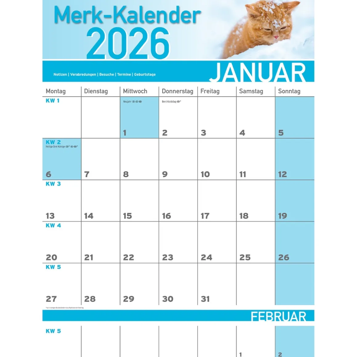 Merkkalender 2026 „Katzenbabies“