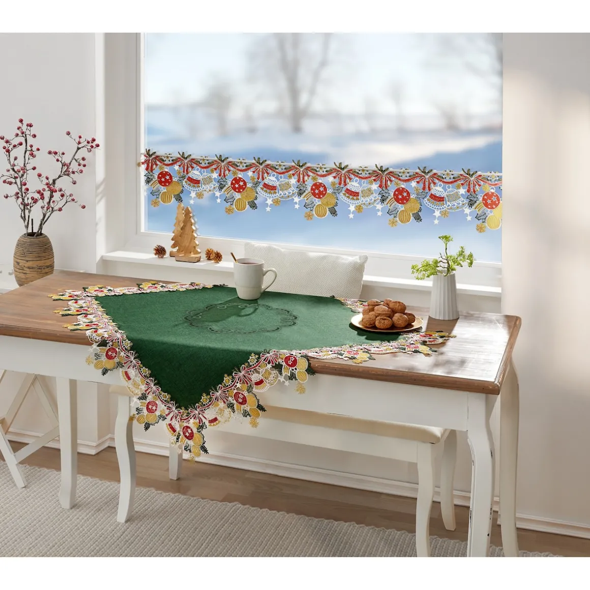 Mitteldecke „Weihnachtsglocken“, 85x85 cm