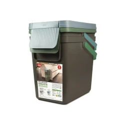 Müllbehälter, 2er Set, je 25 l, stapelbar grau