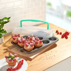 Muffin-Backblech mit Transporthaube