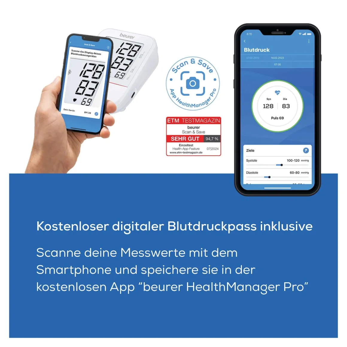 Oberarm-Blutdruckmessgerät BM 38