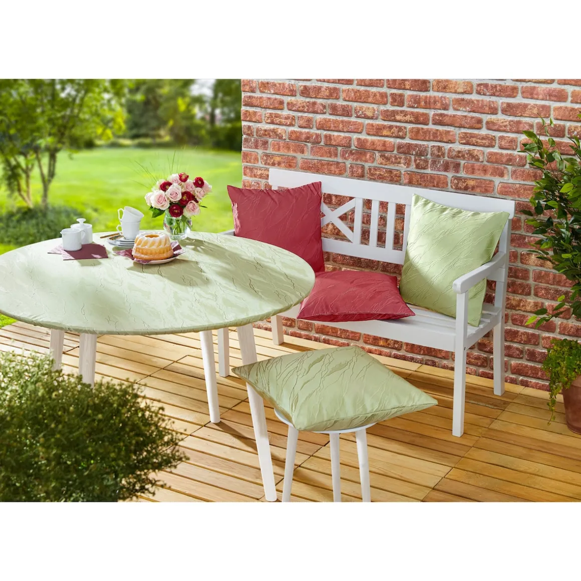 Outdoor-Jacquard-Kissenhülle zartgrün