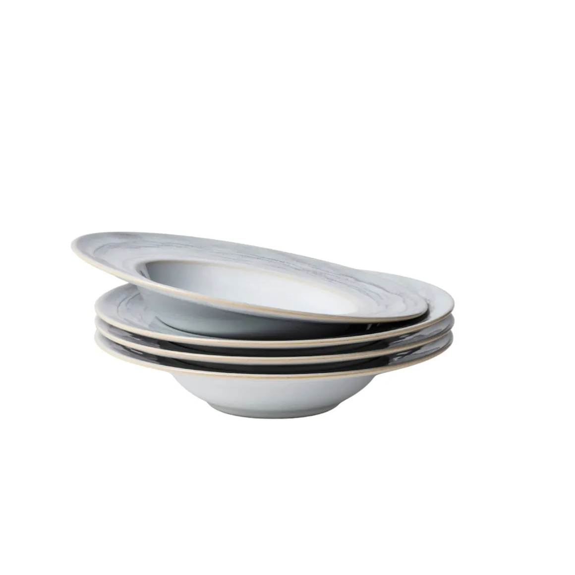 Pastateller-Set, Steinzeug TIEFER SEE Grau / Weiß