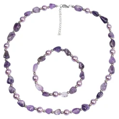Perlenschmuck-Set „Amethyst“, 2-teilig