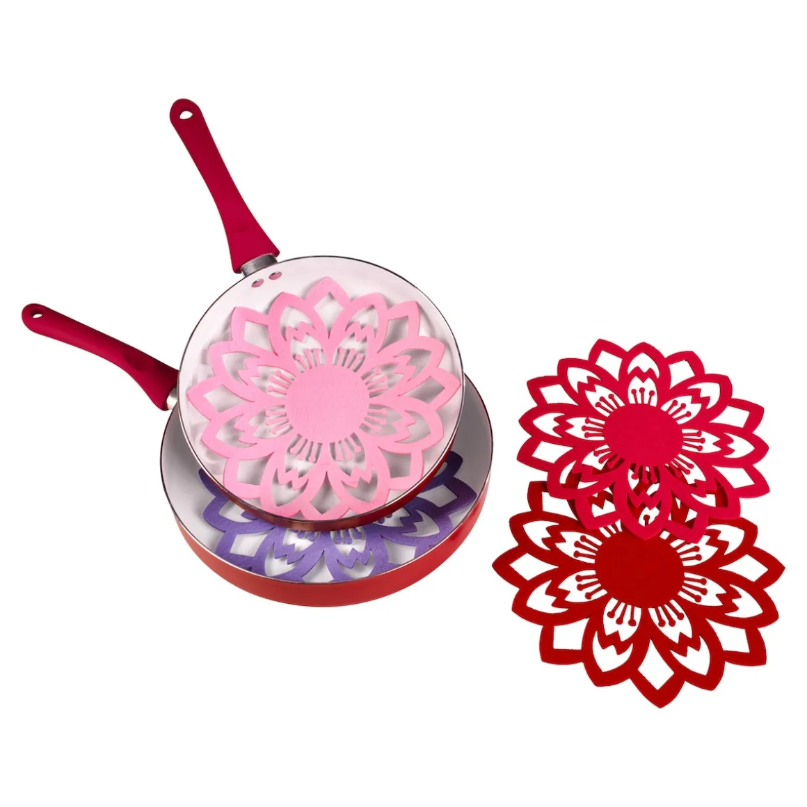 Pfannenschoner, Untersetzer Filzblüten "Fleur", 4 Stück