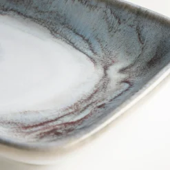 Platten-Set, Steinzeug TIEFER SEE Grau / Weiß