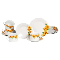 Porzellan-Kaffeeservice „Sonnenblume“, 12-teilig