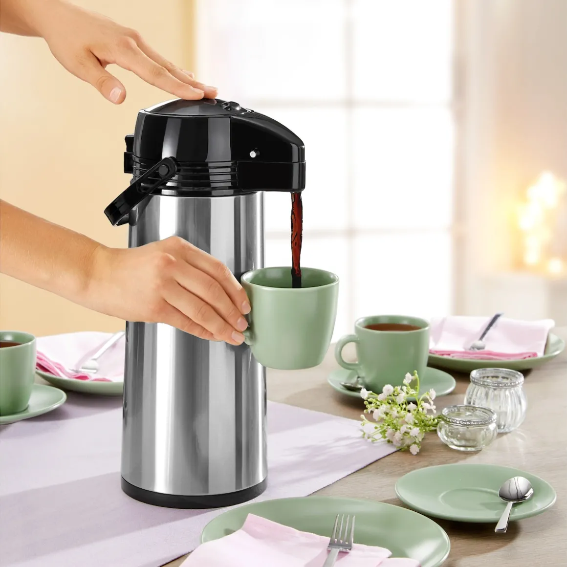 Pump-Isolierkanne "Edelstahl", 1,6 l