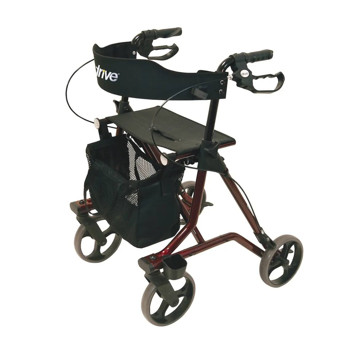 Rollator Torro mit Tasche, Rückengurt und Stockhalter