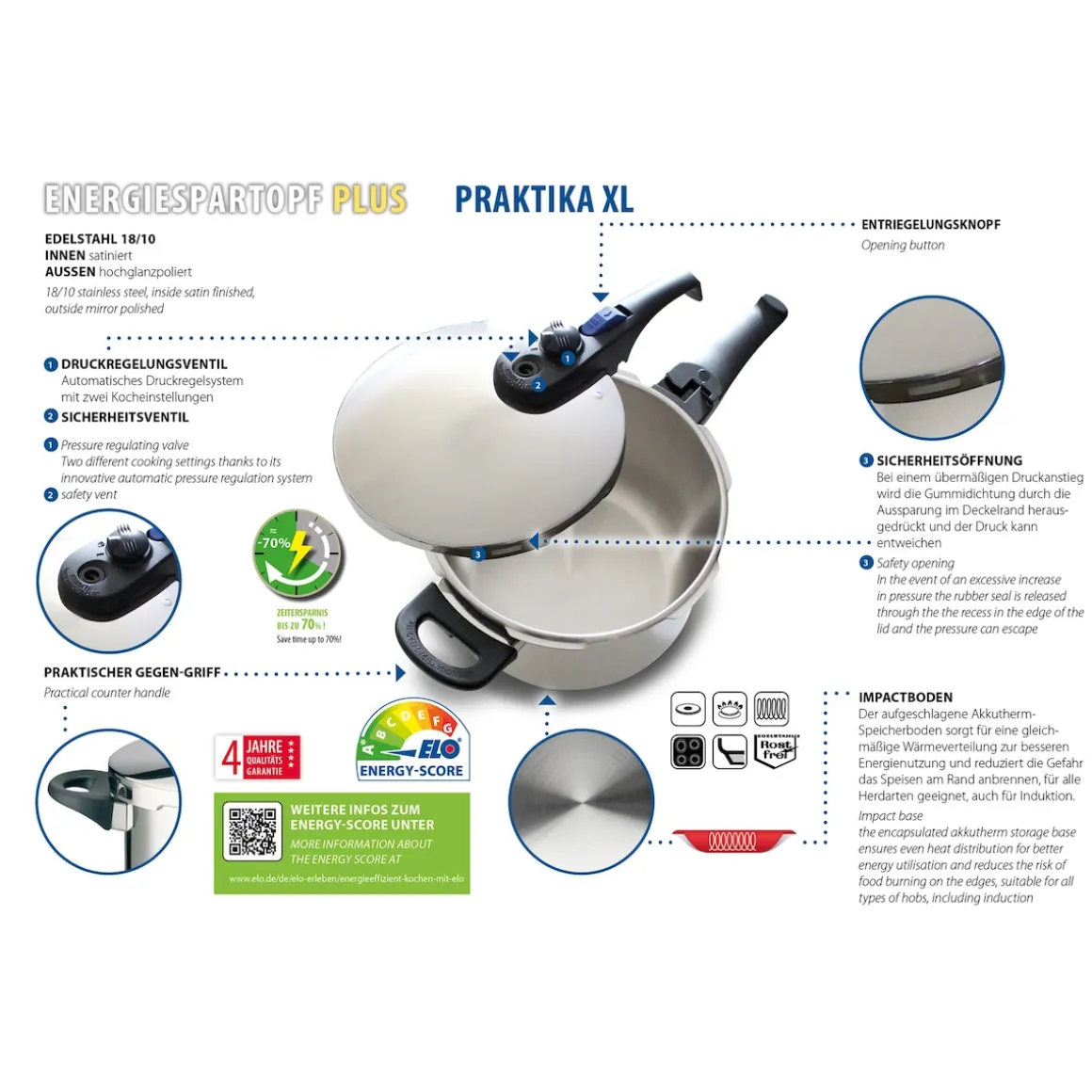 Schnellkochtopf-Set "Praktika Plus XL", 5-teilig