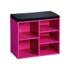 Schuhschrank mit Sitzkissen, 5 Fächer pink