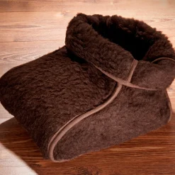 Schurwoll-Fußsack braun