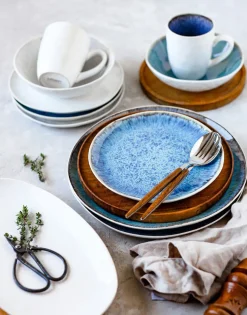 Servierplatten-Set, Steinzeug Frozen Weiß