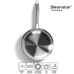 SILVERSTAR Edelstahlpfanne Bratpfanne 20 cm | ohne Deckel