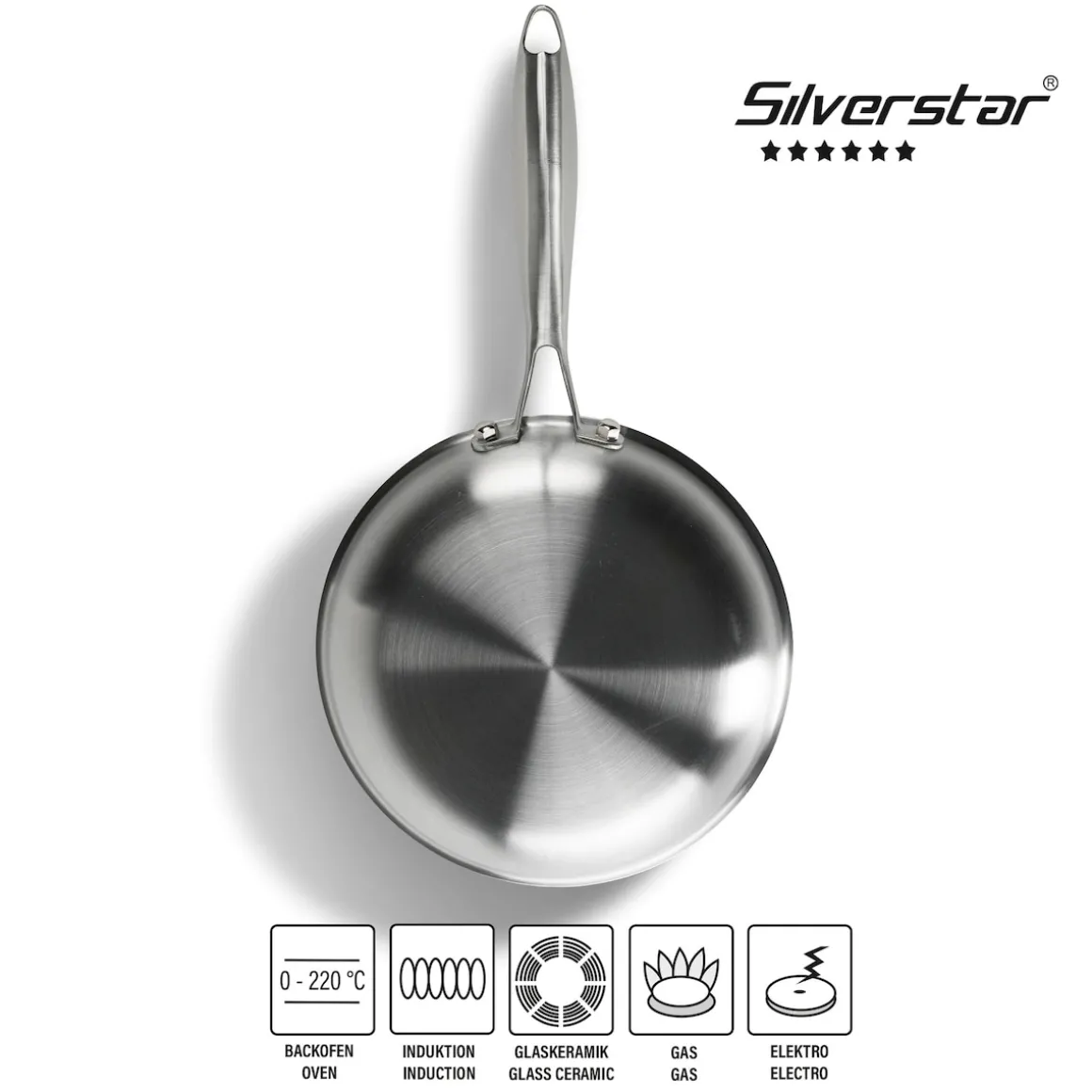 SILVERSTAR Edelstahlpfanne Bratpfanne 24 cm | ohne Deckel