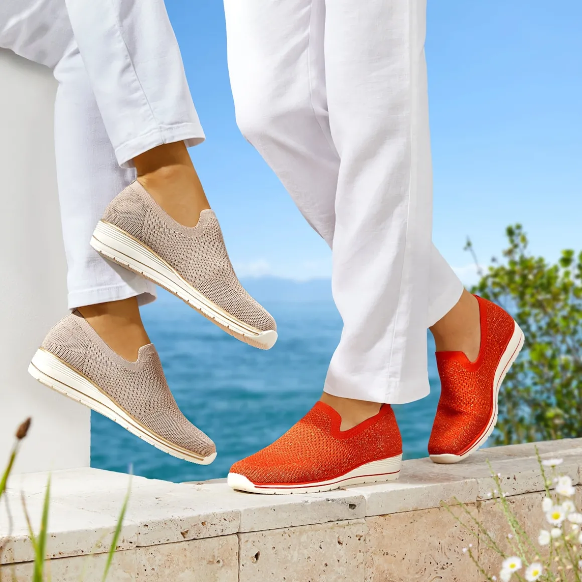 Slipper mit Keilabsatz „Federleicht“ taupe