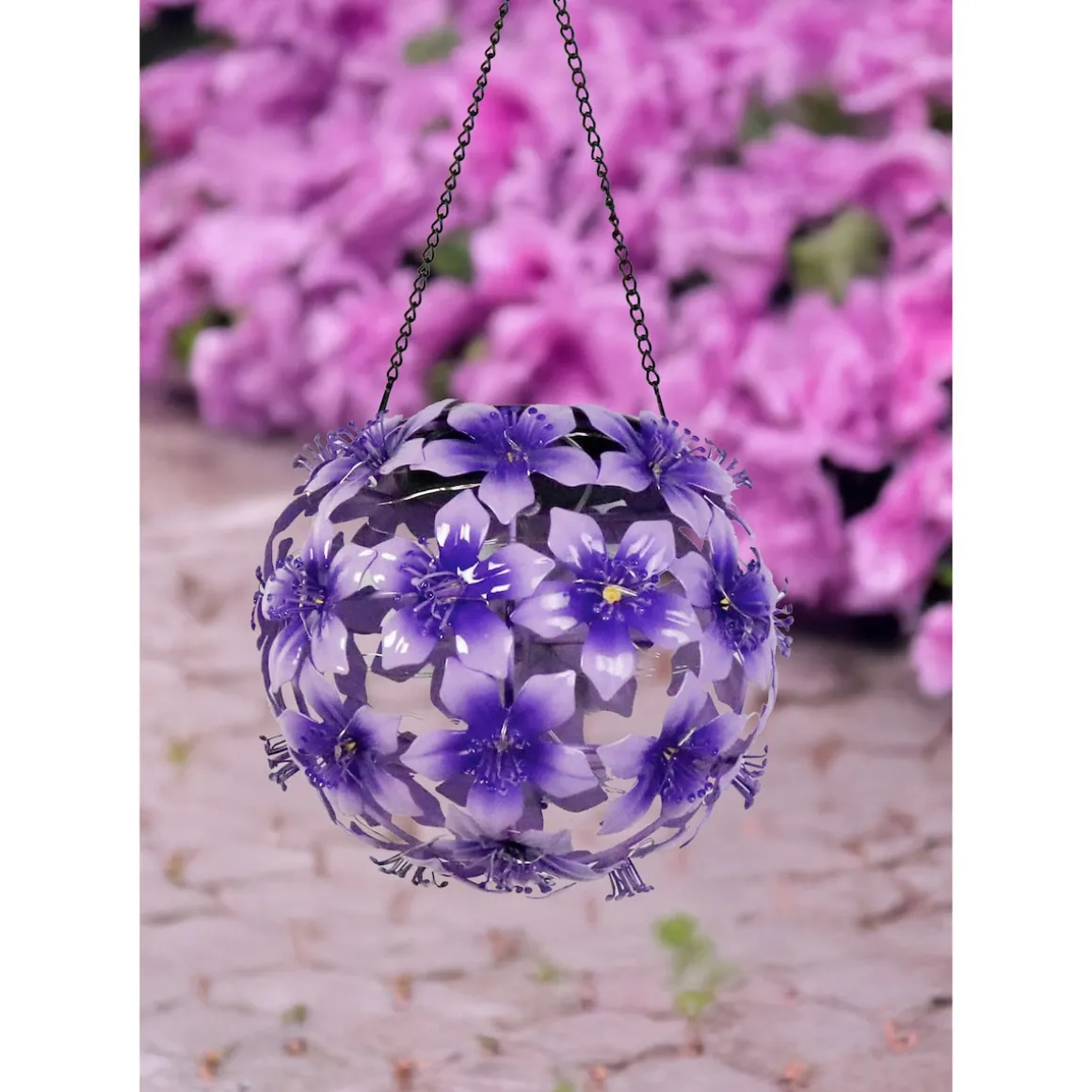 Solar-LED-Hängeleuchte "Hibiskus" lila