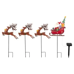 Solar-Weihnachts-Gartenstecker „Santa“, 4-teilig