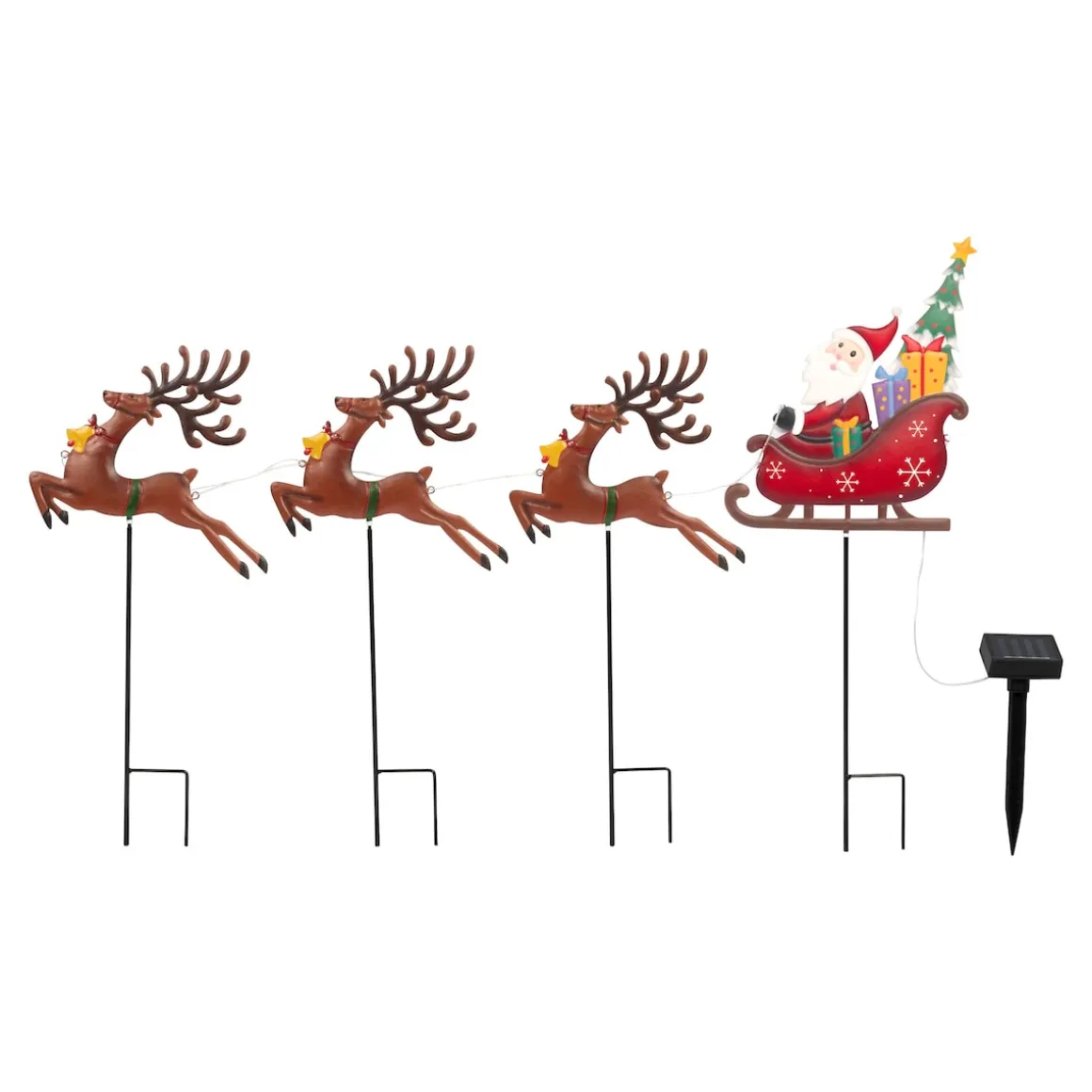 Solar-Weihnachts-Gartenstecker „Santa“, 4-teilig