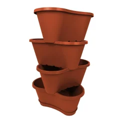 Stapelbare Pflanzgefäße hellbraun