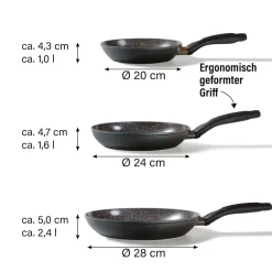 STONELINE CERAMIC Keramik Pfannen-Set 3-teilig 20/24/28 | ohne Deckel
