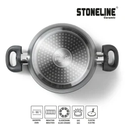 STONELINE CERAMIC Keramik Kochgeschirr-Set 6-teilig 18/20/24 | mit Deckeln