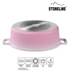 STONELINE Cocotte Bräter Oval 32x25 cm Rosa | mit Deckel