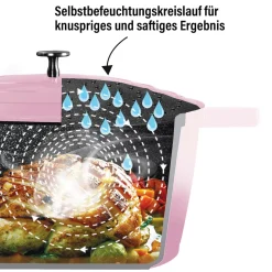 STONELINE Cocotte Bräter Oval 32x25 cm Rosa | mit Deckel