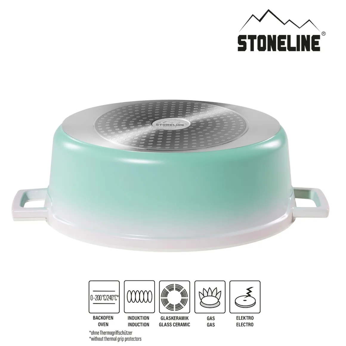 STONELINE Cocotte Bräter Oval 32x25 cm Mint | mit Deckel