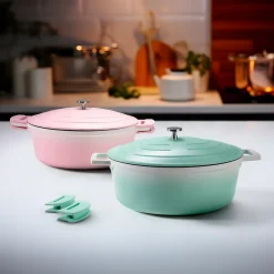 STONELINE Cocotte Bräter Oval 32x25 cm Mint | mit Deckel