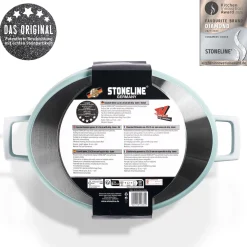 STONELINE Cocotte Bräter Oval 32x25 cm Mint | mit Deckel