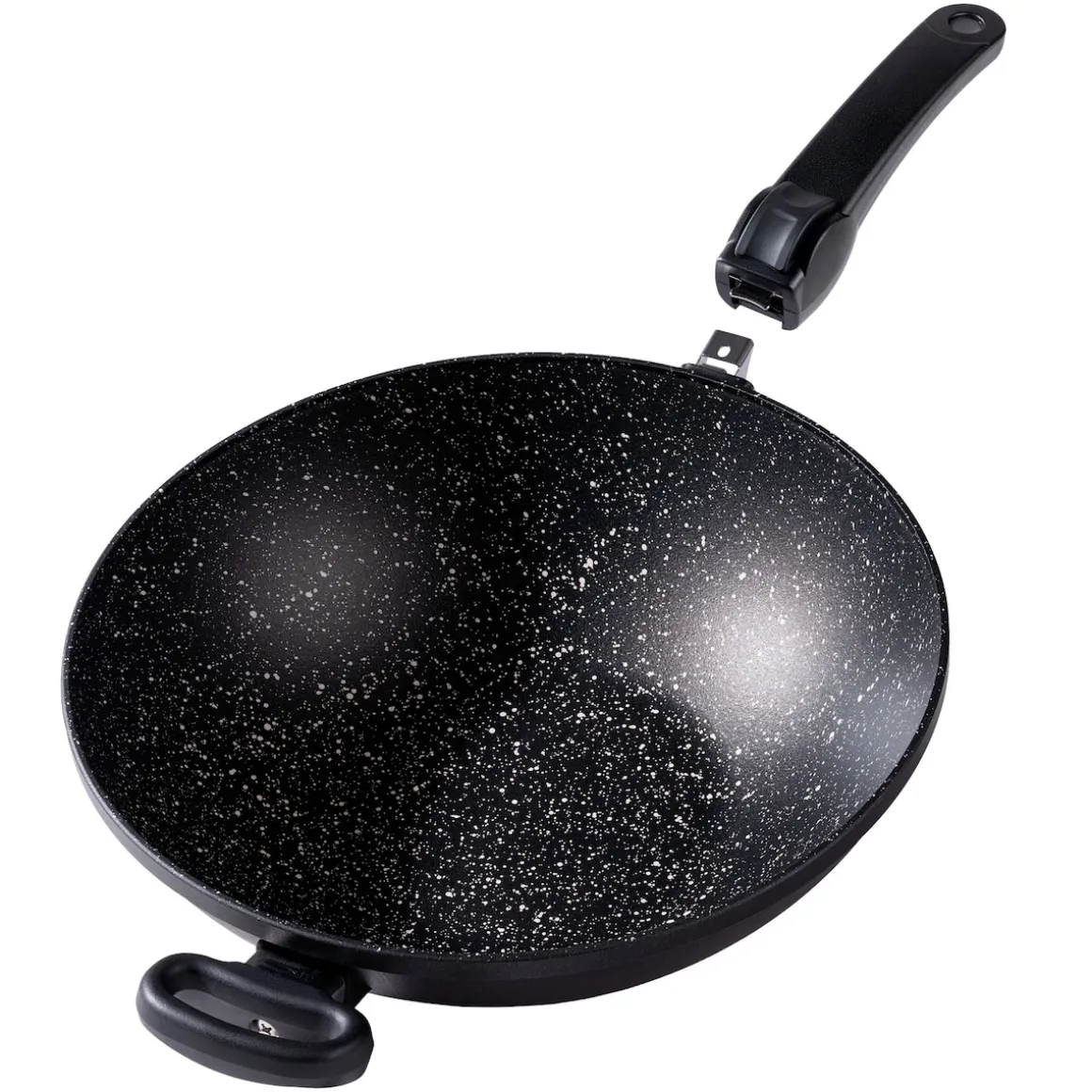 STONELINE Made in Germany Wokpfanne 32 cm mit abnehmbarem Griff | ohne Deckel - Schwarz