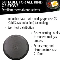 STONELINE Made in Germany Wokpfanne 32 cm mit abnehmbarem Griff | ohne Deckel - Schwarz