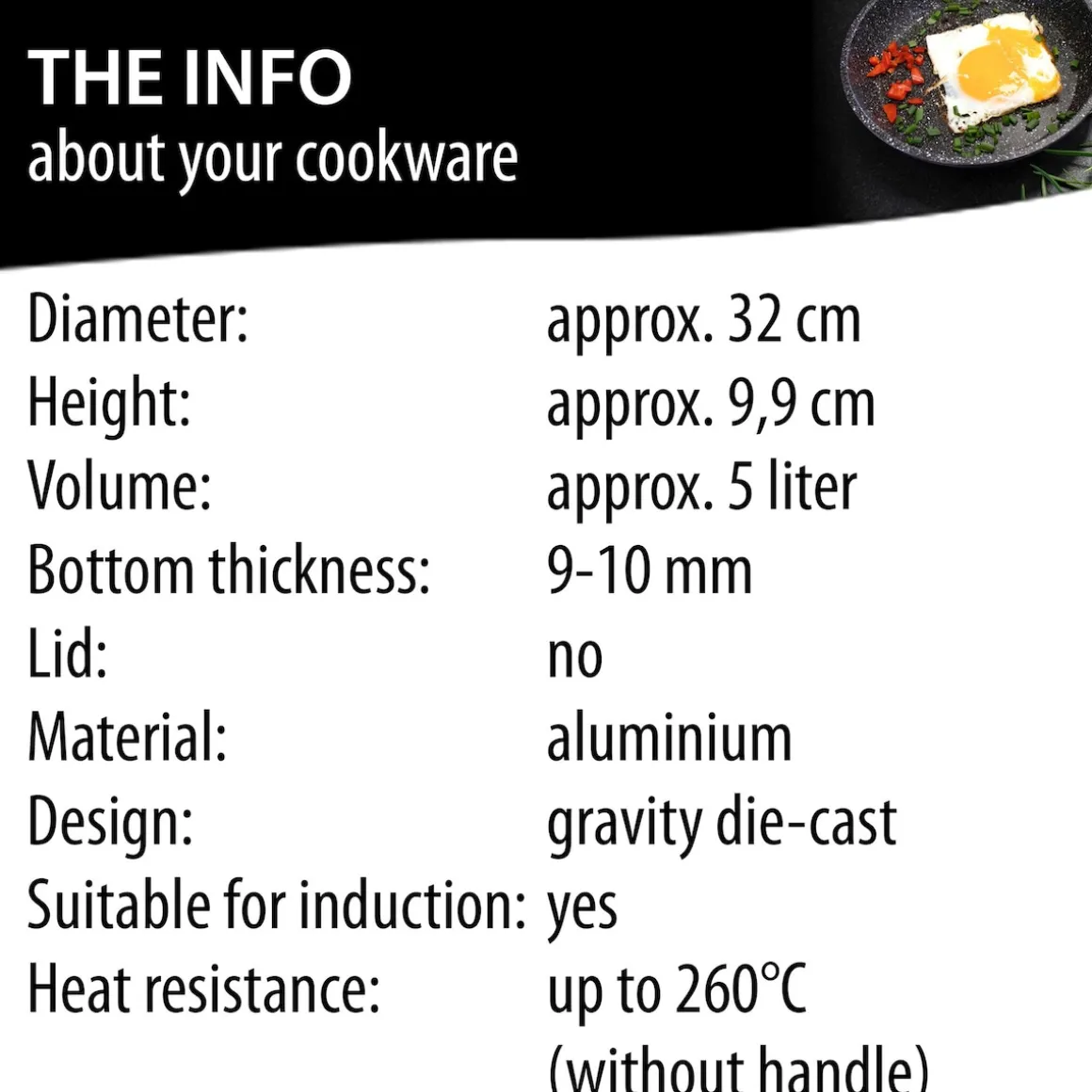 STONELINE Made in Germany Wokpfanne 32 cm mit abnehmbarem Griff | ohne Deckel - Schwarz