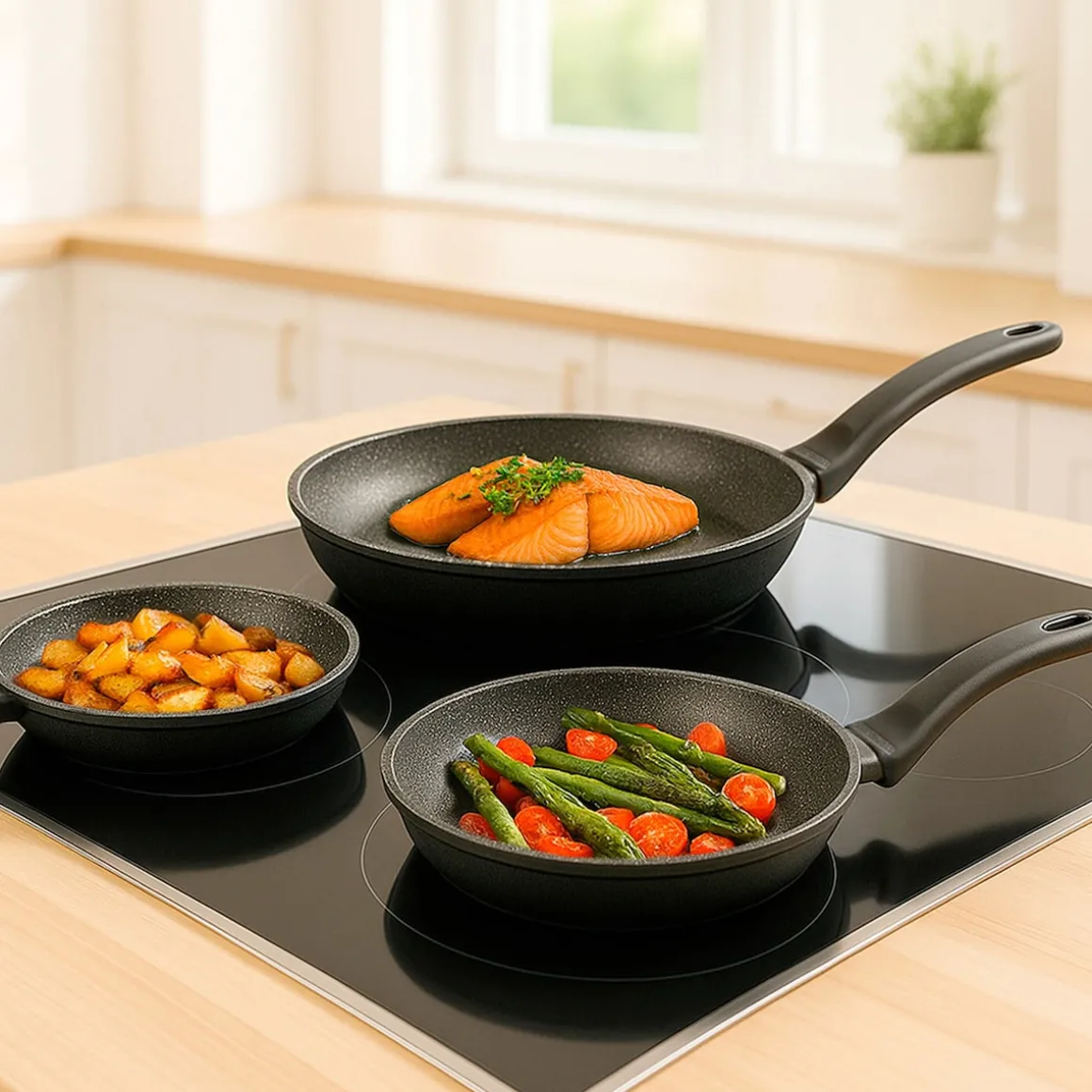 STONELINE Made in Germany Pfannen-Set 3-teilig 20/24/28 | ohne Deckel