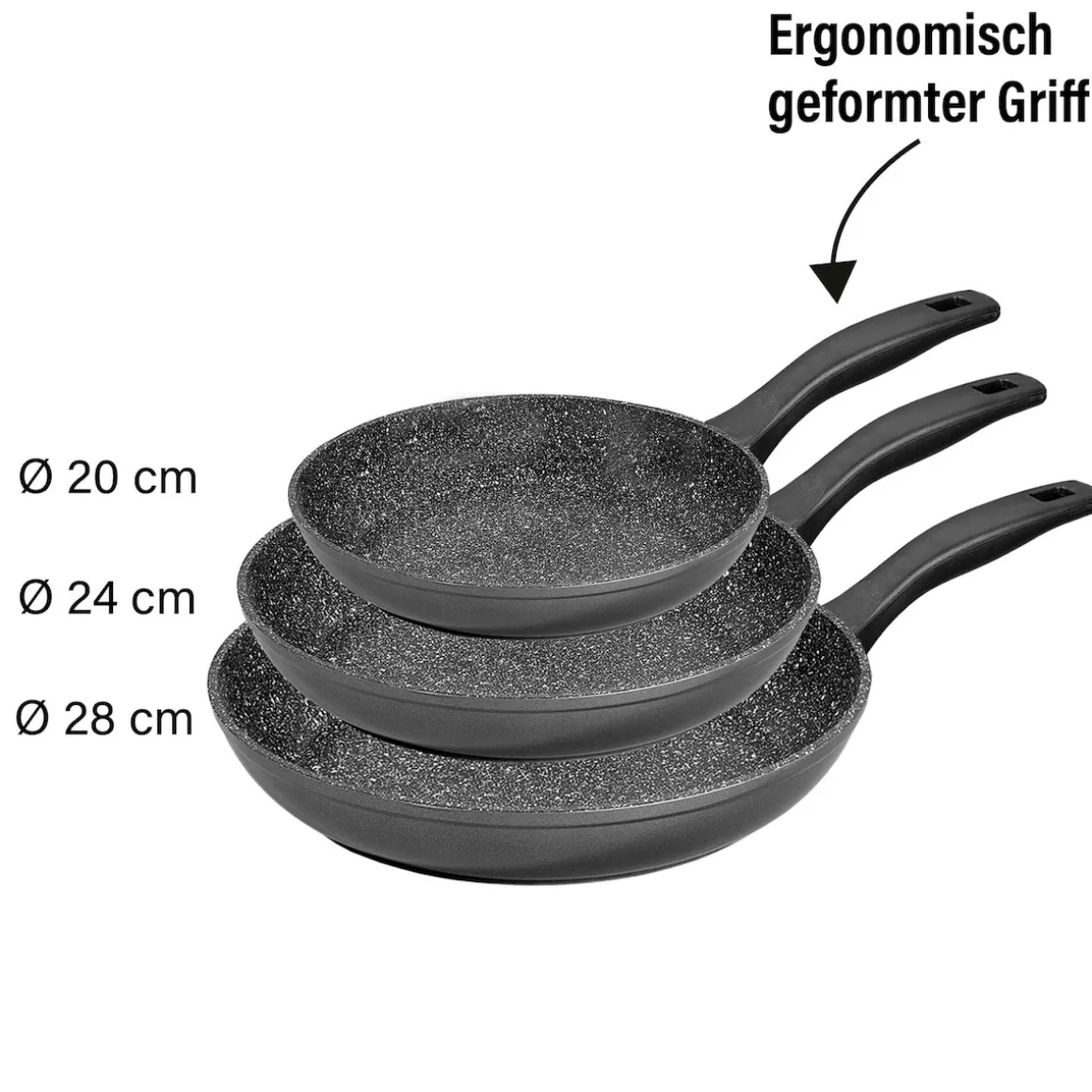 STONELINE Made in Germany Pfannen-Set 3-teilig 20/24/28 | ohne Deckel