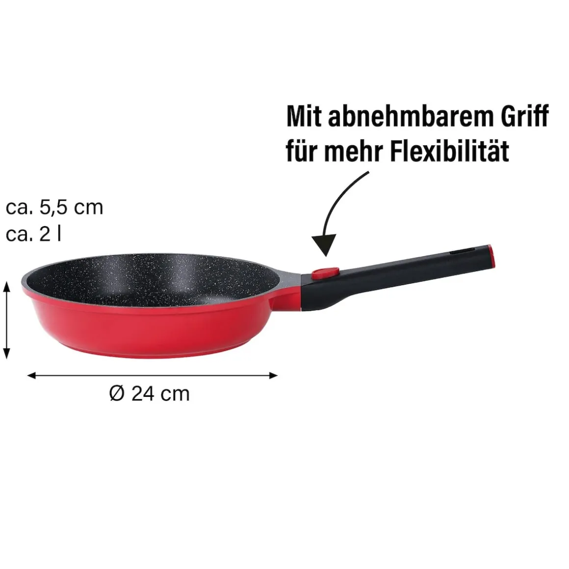 STONELINE SMART Bratpfanne 24 cm | ohne Deckel - Rot