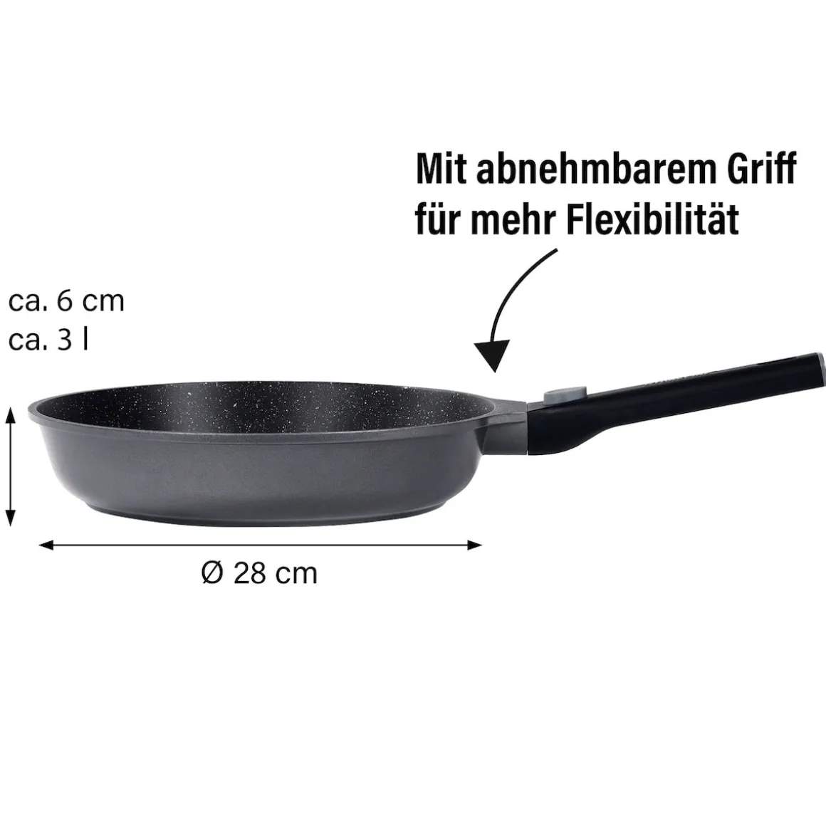 STONELINE SMART Bratpfannn 28 cm mit abnehmbarem Griff - Grau