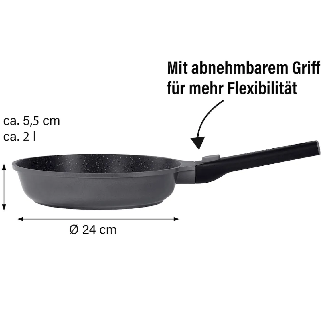 STONELINE SMART Bratpfanne 24 cm mit abnehmbarem Griff - Grau