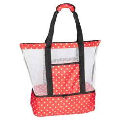 Strand- und Kühltasche "2 in 1" rot/schwarz