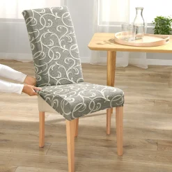 Stuhlhusse „Ornamente“, 2 Stück grau