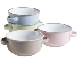 Suppentassen-Set, Steinzeug Maila Hellblau, Hellgrün, Rosa, Grau