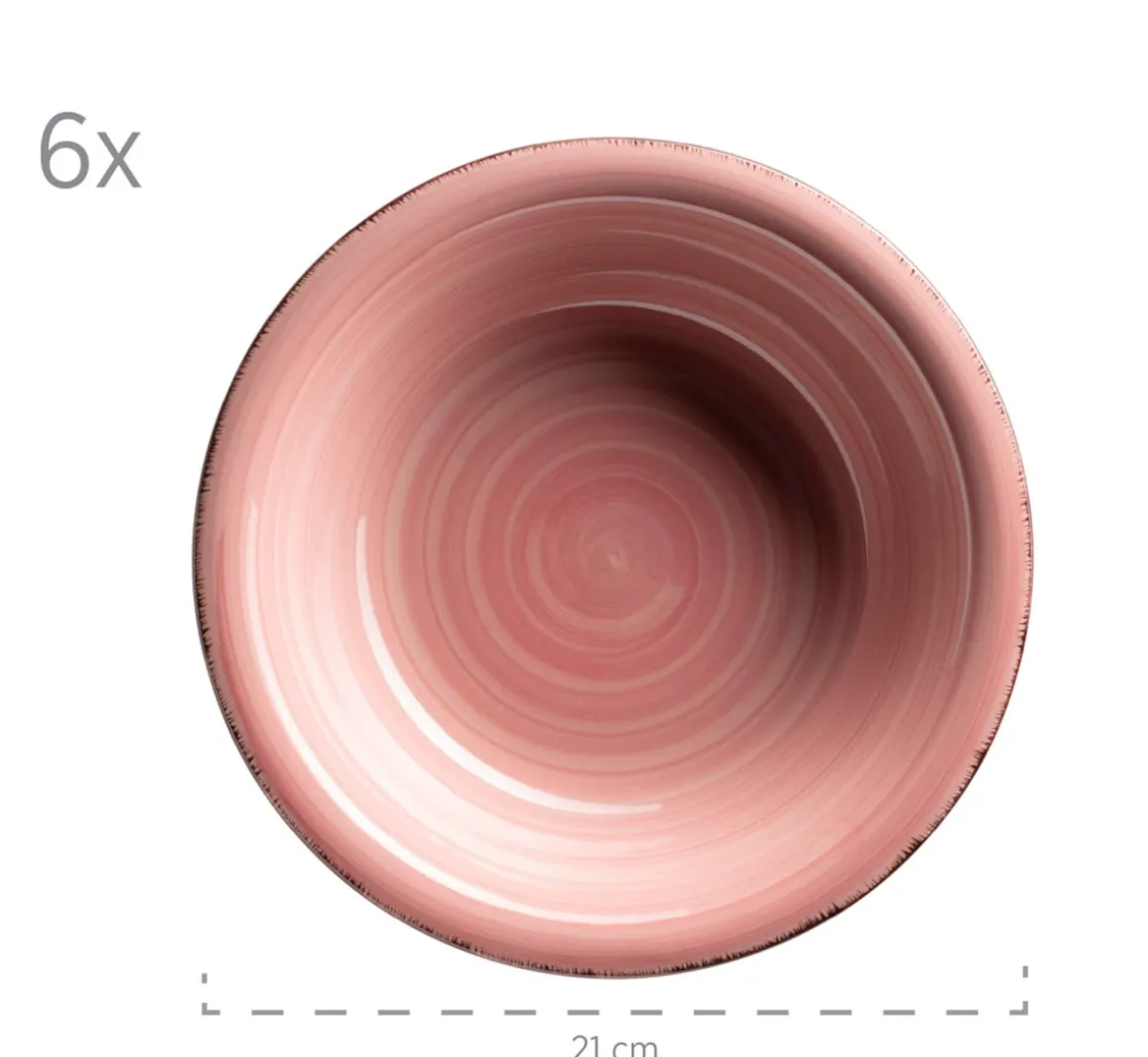 Suppenteller-Set, Steingut LUMACA Koralle